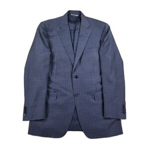 Canali Wool Plaid Blazer Mens 42L Sport Coat 2 Button Italy